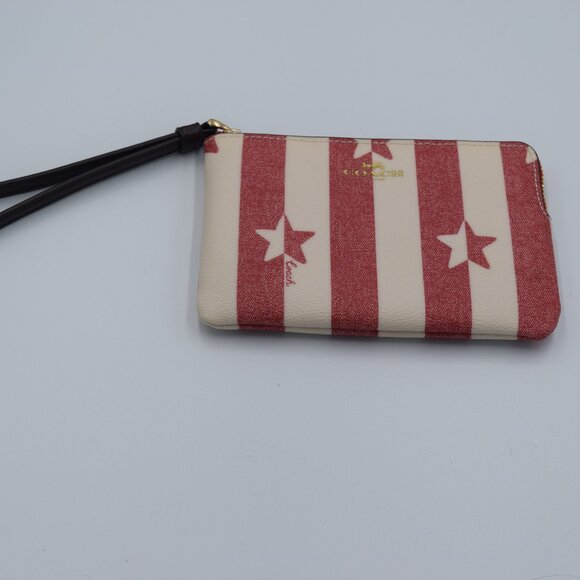 Coach Red and White Striped Wristlet - Picture 1 of 10